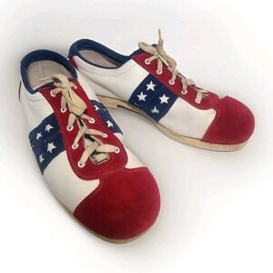 Vintage Archdale Patriotic USA Red White Blue Leather Suede Oxford‎ Mens Shoes